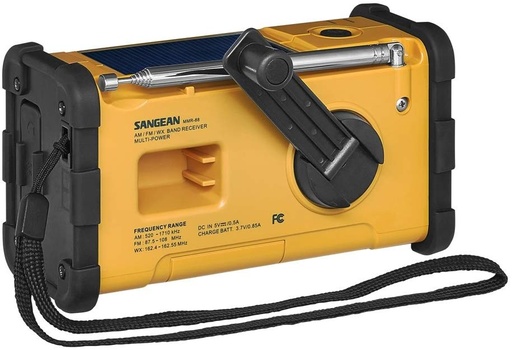 SANGEAN MMR-88 AM/FM/WEATHER BAND MULTI-POWERED (SOLAR / USB / HAND CRANK RECHARGEABLE) EMERGENCY ALERT RADIO (YELLOW)