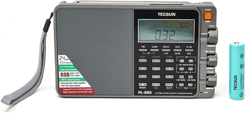  Tecsun PL-880 Portable Digital PLL Dual Conversion AM/FM, Longwave & Shortwave Radio with SSB (Single Side Band) Reception Silver