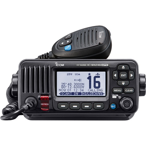 RKB ICOM M424G  Black VHF Marine Radio With GPS Factory Refurbished Class D DSC