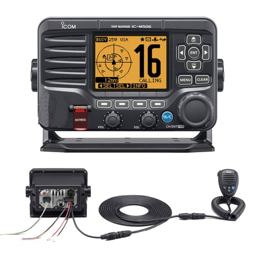 Icom RKB M506-31 Black VHF Radio Marine NMEA 2000  Rear Mic Fixed Mount Refurbished